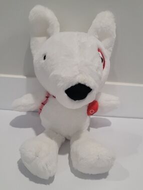 Target White Plush Dog Toy with Red Accent